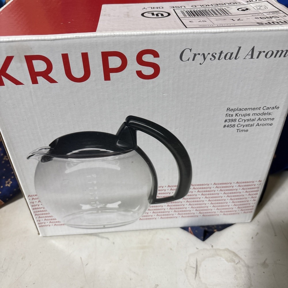 Krups Crystal Arome Replacement 10 Cup Coffee‎ Carafe White 398 458 Open Box